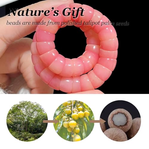 Roe Dolph Bodhi Bead Fidget Anxiety Bracelet for Women Men Chunky Stretch Beaded Mindful Jewelry Daily Reminder Gift for Mom Wife Friend - color: A4:pink
