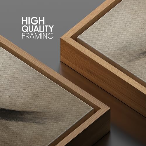 SIGNWIN Framed Canvas Print Wall Art Soft Beige and Black Abstract Flow Earthy Textured Motion Illustrations Fine Art Farmhouse/Country for Living Room, Bedroom, Office - 16"x16" Natural - color: Bs18-2507-edw24, size: 16L" x 16W"