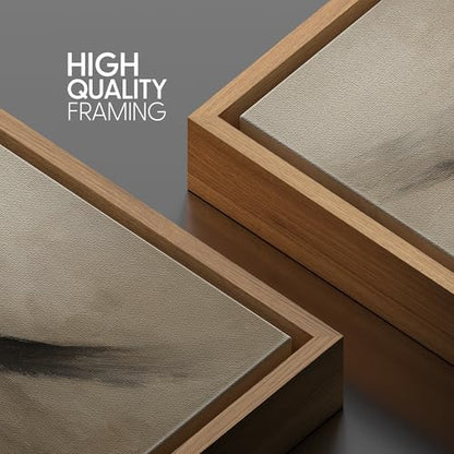 SIGNWIN Framed Canvas Print Wall Art Soft Beige and Black Abstract Flow Earthy Textured Motion Illustrations Fine Art Farmhouse/Country for Living Room, Bedroom, Office - 16"x16" Natural - color: Bs18-2507-edw24, size: 16L" x 16W"