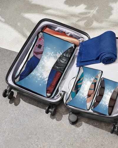 Meditation Lotus Flower 4 Set Packing Cubes, Asian Zen Spiritual Packing Cubes for Carry on Suitcase Travel Essential Bag for Clothes Shoes Cosmetics Toiletry