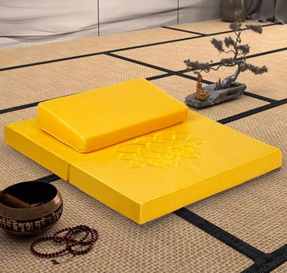 Meditation Mats,Futons, Household Folding, Thickened Fabrics, Coconut Palm, Kneeling Mats(Size:28x28inch,Color:Yellow) - color: Yellow, size: 28x28inch