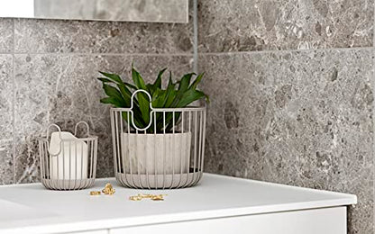 Zone Denmark Inu Basket - Stylish and Functional Storage for Kitchen, Bathroom, Children's Room, and Home Office - Powder-coated steel - 4.1" x 5.3" inches - X-Small - Taupe - color: Taupe