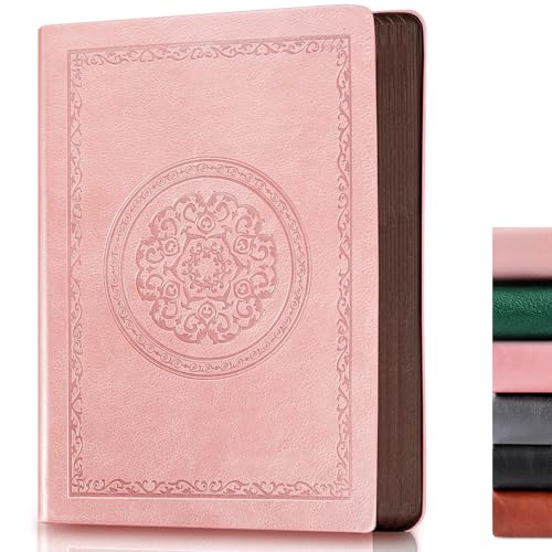 Fetinar 2026 Leather Vintage Journal Notebook,300 Pages,Leather Softcover Lined Journal Notebooks for Women Men,Notebook Journals for Writing Travel,Business,Office,8.5'' X 11.3'' - color: rose gold pink, style: Ruled-A4