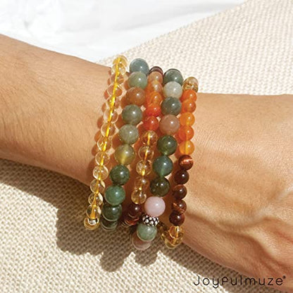 Natural Gemstone Stretch Bracelet Gifts, Peridot, Clear Quartz, Citrine, Amethyst, Rose Quartz, Turquoise Serpentine, Pearl, Lava Marble Beads, Chakra Energy Jewelry, Comfortable Fit 6.5–7"