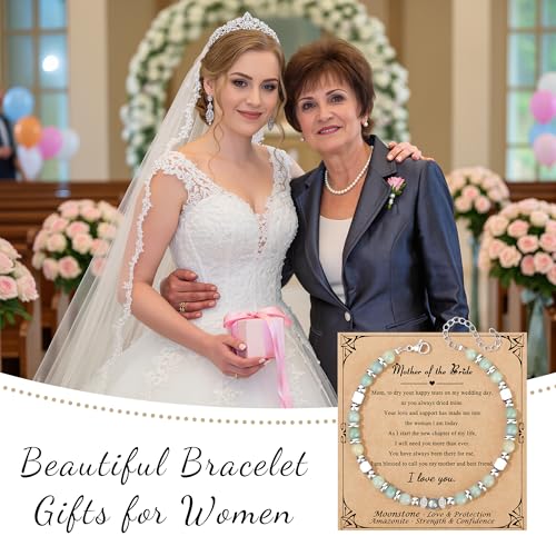 JoycuFF 𝗚𝗶𝗳𝘁𝘀 𝗳𝗼𝗿 𝗪𝗼𝗺𝗲𝗻 𝗠𝗼𝗼𝗻𝘀𝘁𝗼𝗻𝗲 𝗕𝗿𝗮𝗰𝗲𝗹𝗲𝘁 Amazonite Colorful Imperial Jasper Stainless Steel Beads Bracelets, Graduation Christmas Valentines Mothers Day Birthday Gifts - style: Mother of The Bride Gifts-Amazonite