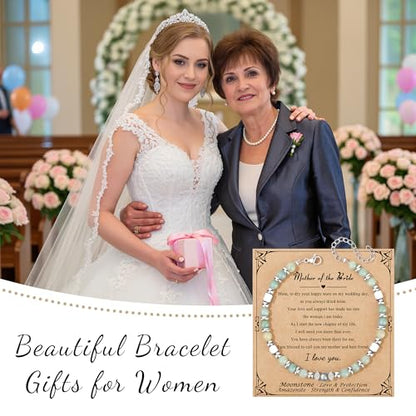 JoycuFF 𝗚𝗶𝗳𝘁𝘀 𝗳𝗼𝗿 𝗪𝗼𝗺𝗲𝗻 𝗠𝗼𝗼𝗻𝘀𝘁𝗼𝗻𝗲 𝗕𝗿𝗮𝗰𝗲𝗹𝗲𝘁 Amazonite Colorful Imperial Jasper Stainless Steel Beads Bracelets, Graduation Christmas Valentines Mothers Day Birthday Gifts - style: Mother of The Bride Gifts-Amazonite