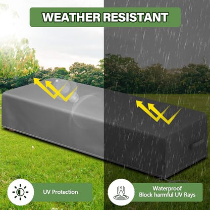 2 Pcs Patio Chaise Lounge Cover Waterproof Outdoor Lounge Chair Cover 30 D x 83 W x 12 H UV Resistant with Handle Strap for Furniture Protection (Gray)