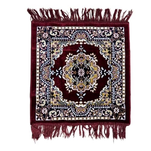 Garden Of Arts® Velvet Pooja Aasan Mat 20x20 Inch – Soft Maroon Velvet Mat with Traditional Printed Design – Perfect for Temple, Meditation, Prayer, Festival & Home Decoration