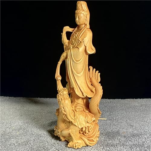Antique Guan Yin Statue Decoration Zen Meditation Wood Carving Decoration Living Room, Spa or Yoga Studio, Center, Decorative Book, Living Room, Bedroom Decor