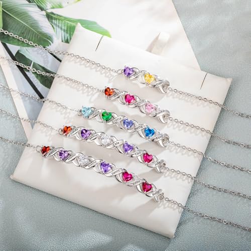 callie Personalized Women Bracelet, Family Bracelet Mother's Day Birthday Gifts for Mom Grandma Wife - color: Family Birth Stone-2