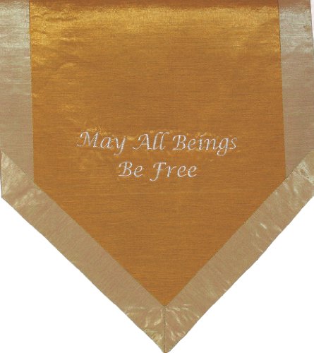 Altar Cloth Or Wall Hangings - Embroidered - May All Beings Be Free - Iridescent Gold - color: Befreegold