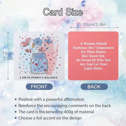 50 Positive Affirmation Cards, Daily Motivational Affirmation Cards with Soothing Colors, Inspirational Encouragement Cards for Women & Classmates, Giftable Affirmations, PINK - color: PINK