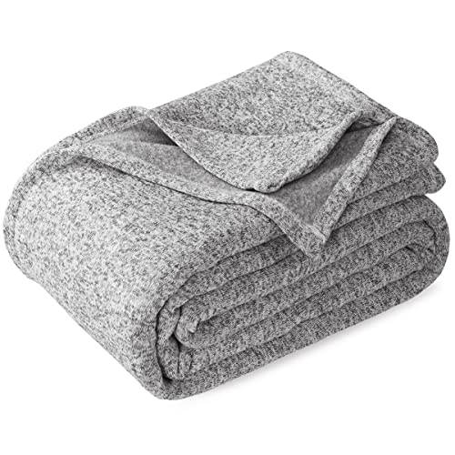 KAWAHOME Summer Sweatshirt Blanket King Size for Bed-Lightweight Breathable Blankets, Soft Thin Knit Jersey Blanket for Hot Sleepers, 108 X 90 Inches, Heather Grey - color: Heather Grey, size: King (108" x 90")
