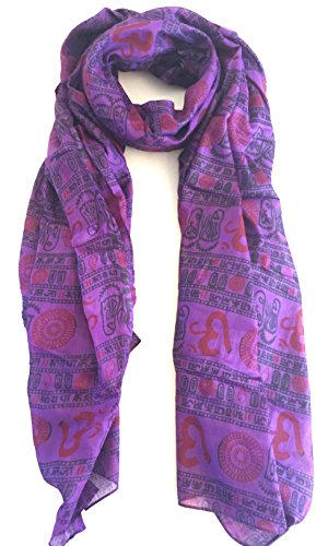 OMA Large Om Scarf Wrap Hand Block Printed Shawl For Yoga Meditation BRAND - color: Purple