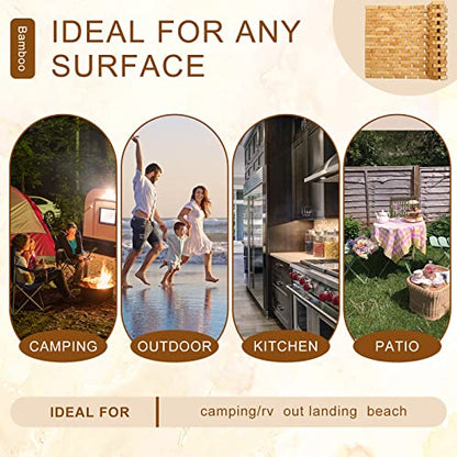 2 Pcs Bamboo Bath Mat Bathroom Rugs Floor Wood Shower Mat Non Slip Waterproof Wooden Shower Rug with Nonskid Silicone Pads for Bathroom Floor Spa Bathtub Kitchen(24 x 16 inches)