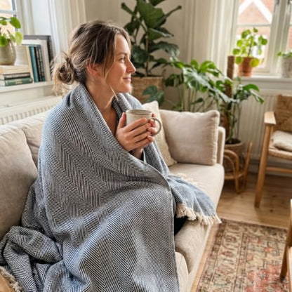 Bed Blanket, Lightweight, Cotton-Rich Blend, Recycled Cotton, Twin Size (57 x 79 Inch), Textured Woven Bedding, Breathable Layering Cover, Navy Blue - color: Navy Blue, size: Twin