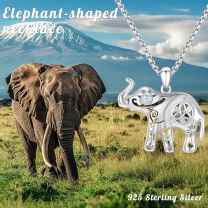 Evil Eye Necklace for Women 925 Sterling Silver, Protection Necklace with Blue Evil Eye Charm, Evil Eye/Lotus Pendant Jewelry, Birthday Christmas Gifts for Her - style: Elephant with Evil Eye Necklacse