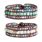 YGLINE Boho Handmade Natural Stone Bead 3 Row Wide Wrap Wrist Statment Bracelet Jewelry Collection - color: 2pcs/set