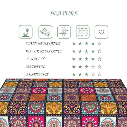 70x120 Inch Boho Mandala Rectangle Tablecloth Navajo Indian Ethnic Style Colorful Geometric Table Cloth Washable Durable Table Cover Kitchen Home Banquet Buffet Party Picnic Wedding Decor