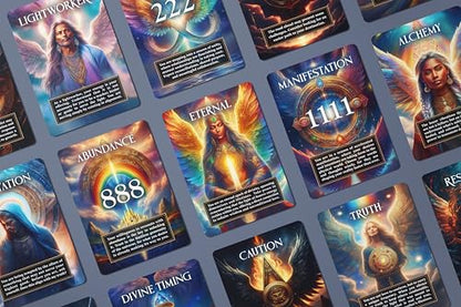 Angel Signs: A Divine Guidance Oracle with Angel Numbers by River Aether - Deck of 66 Inspirational Angelic Tarot Oracle Cards with Keywords and Meanings on Them