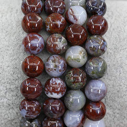 Keleny Gem Semi Precious Gemstones 8mm Natural Stone Round Beads Crystal Stretch Bracelets 7 Inch Unisex - color: 8mm Red Lighting Agate