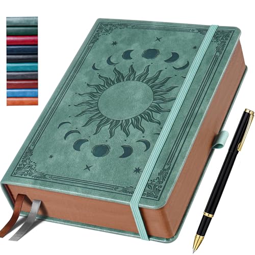 Journal for Men & Women, Daily for Classic Lined Writing, 360 Pages Hardcover Journaling Notebook with Pen, Vintage Sun & Moon Design, Premium Grey, A5 (5.9'' x 8.5'') - color: Premium Grey, size: A5