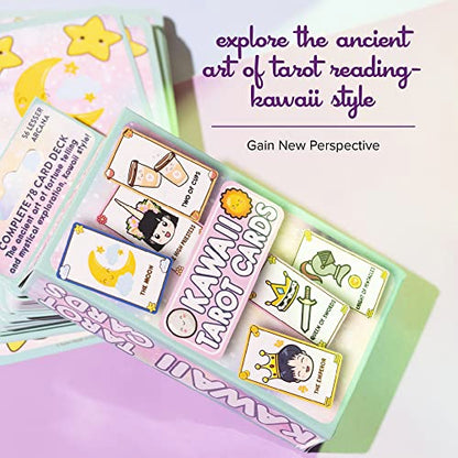 Cute Kawaii Tarot Cards for Beginners - Anime Magic Oracle Deck for Teens - color: Anime