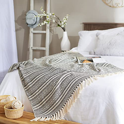 DII Global Diamond Stripe Woven Throw, 50x60-Inch, Mineral - color: Mineral