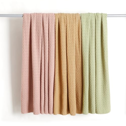Amazon Basics Chunky Cable Knit Throw Blanket for Couch, Sofa, Bed, Lightweight Soft Cozy, 50" x 60", Sand