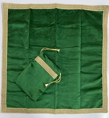 SMMS Spiritual Velvet Table Cloth Altar Tarot Spread (Green, Medium- 61cm*61cm/ 24inch*24inch) - color: Green, size: Medium- 61cm*61cm/ 24inch*24inch