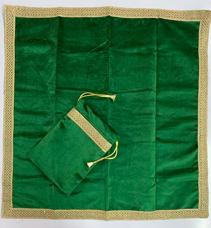 SMMS Spiritual Velvet Table Cloth Altar Tarot Spread (Green, Medium- 61cm*61cm/ 24inch*24inch) - color: Green, size: Medium- 61cm*61cm/ 24inch*24inch