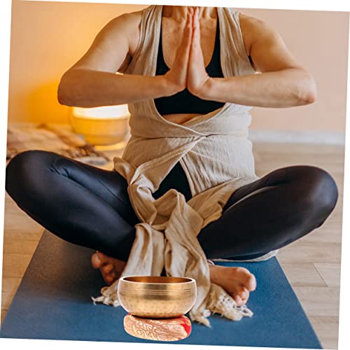 BESPORTBLE 1 Set Buddhism Supply Meditation Sound Bowl with Cushion Mallet Chanting Bowl for Yoga Relaxation Home Decor Prayers