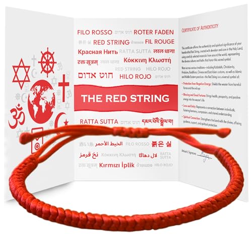 Red String Bracelet, Protection, Luck and Love, Handmade in the Holy Land, Hindu, Buddhist and East Asian Faith Symbol, Evil Eye Strand for Men and Women, Spiritual and Adjustable Bracelet, with CoA - style: Red String Bracelet - Vajra Knots