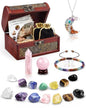 Crystals and Healing Stones Set, Chakra Healing Crystals, 7 Chakra Stones Set, Chakra Bracelets, Rose Crystal Wand and Ball, Reiki Energy Balance and Protection, Relief Anxiety Stress Gifts for Women - color: Colorful (Set 13)