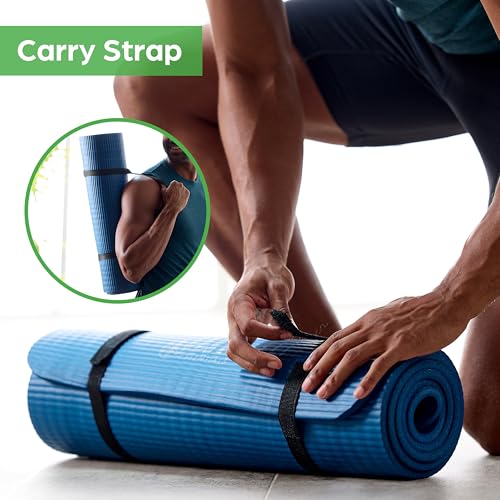 Gaiam Essentials 2/5" Thick (10mm) Yoga & Pilates, Fitness & Exercise Mat with Easy-Cinch Carrier Strap Cusion Support For Fitness and Gym Workouts - color: Pink