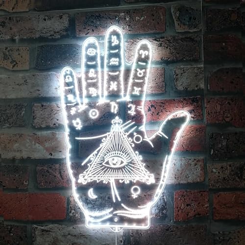 ADVPRO Palmistry Hand Psychic Magic Eye Alchemy RGB Dynamic Glam LED Sign - Cut-to-Edge Shape - Smart 3D Wall Decoration - Multicolor Dynamic Signage st06s22-fnd-i0034-c - color: Magic Eye, size: 1) Small
