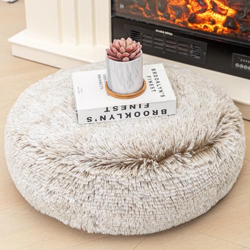 Asuprui Soft Floor Pillow Large Floor Cushion for Sitting Fur Meditation Pillow Premium Yoga Pillow for Living Room Bedroom Balcony Outdoor (Snow Coffee Floor Pillow with Insert) - color: Snow Coffee, size: 20x20x6 Inches