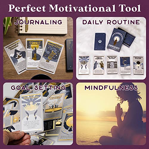 PURPLE CANYON Empowerment Cards for Women and Men | Positive Affirmations Cards for Motivation and Inspiration | Mindfulness Cards for Self Care | Beautiful Gold Foil 52 Card Deck - style: Empowerment Cards