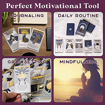PURPLE CANYON Empowerment Cards for Women and Men | Positive Affirmations Cards for Motivation and Inspiration | Mindfulness Cards for Self Care | Beautiful Gold Foil 52 Card Deck - style: Empowerment Cards