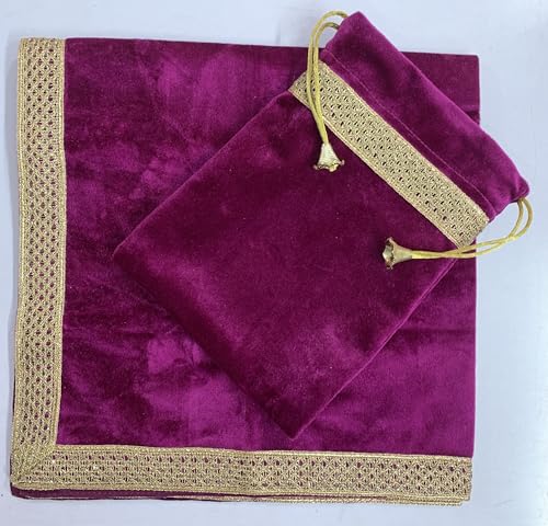 SMMS Spiritual Velvet Table Cloth Altar Tarot Spread (Wine, Medium- 61cm*61cm/ 24inch*24inch) - color: Wine, size: Medium- 61cm*61cm/ 24inch*24inch