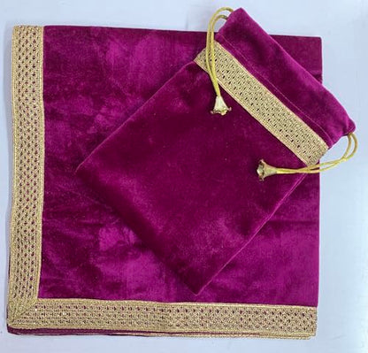 SMMS Spiritual Velvet Table Cloth Altar Tarot Spread (Wine, Medium- 61cm*61cm/ 24inch*24inch) - color: Wine, size: Medium- 61cm*61cm/ 24inch*24inch