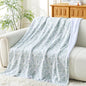 Viviland Cotton Muslin Blanket Reversible Fleece Blanket Lightweight Breathable Gauze Queen Size 90 x 90 Inches, Green Narcissus - color: Green Narcissus, size: Queen Size (90 X 90 Inches)