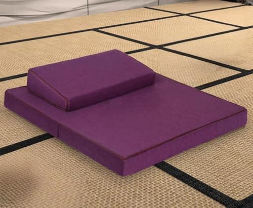 Large Meditation Cushion Mat Set Thick Yoga Mat Bolster Floor Pillows Seating for Adults Upgraded Meditation Accessories(Size:60x60cm(24x24inch),Color:Purple-2) - color: Purple-2, size: 60x60cm(24x24inch)