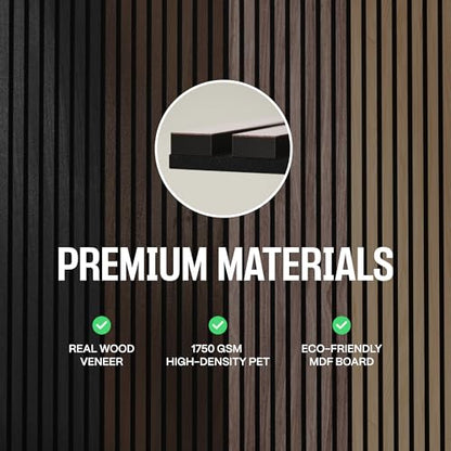 2-Pack Acoustic Wood Slat Panels - Soundproof Wall Paneling for Interior Decor