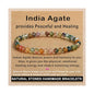 AD Beads Handmade Gemstone Stretch Elastic Bracelet Crystal Healing Reiki Nature's Beauty and Spiritual Essence Unisex - color: Indian Agate, size: 4mm