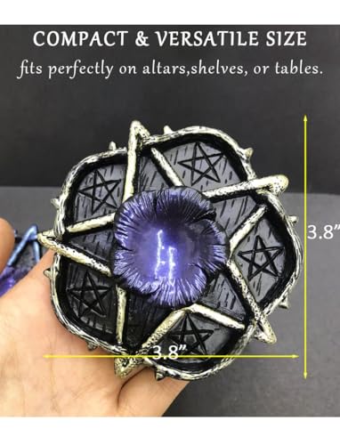 Pentacle Altar Crystal Ball Holder, Tealight Tray for Astrology Ritual Alter Witch Decor, Plate Witchcraft for Wiccan Tarot Supplies
