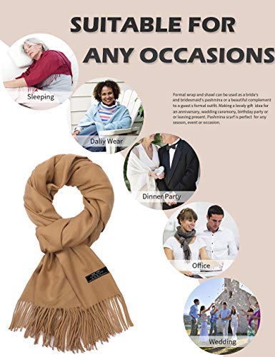 Pashmina Shawl Women Winter Scarf Warm Wedding Wraps Ladies Scarves for Evening Dresses - color: Camel