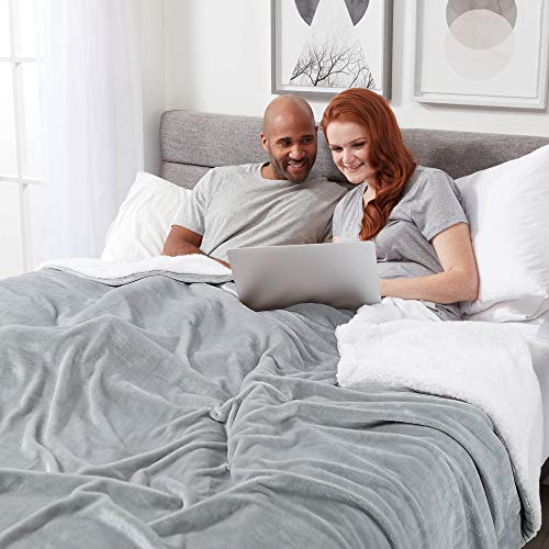 Sherpa Throw Blanket Super Soft Reversible Ultra Luxurious Plush Blanket, 60 x 80 inches, Silver/White - color: Silver / White, size: Twin (60" x 80")