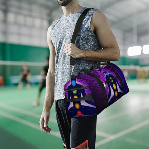 Seven Chakra Yoga Meditation Lotus Purple Mandala Large Capacity Portable Fitness Bag, Easy to Carry - color: Seven Chakra Yoga Meditation lotus purple man