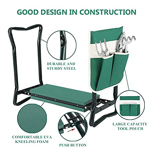 Garden Kneeler and Seat Stool Heavy Duty Garden Folding Bench with Large Tool Pocket and Soft EVA Kneeling Pad for Gardening Lovers - size: Style A